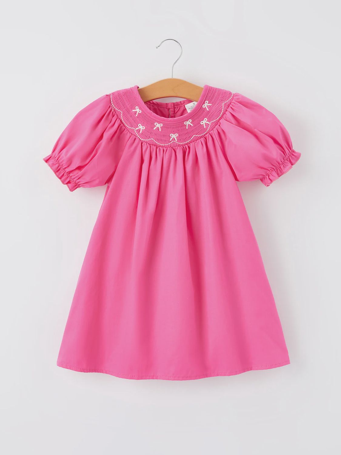 Bow Smocking Dress - Hot Pink, Size: 2