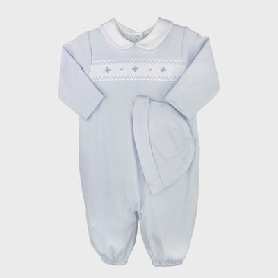 Blue Smocked Flower Knit Convertible