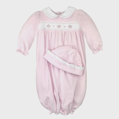 Pink Smocked Flower Knit Convertible