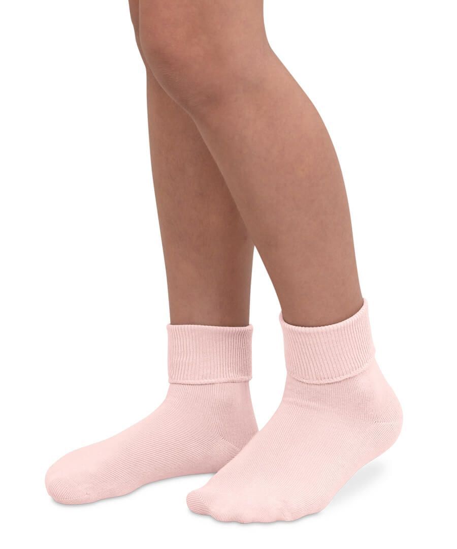 Smooth Toe Turn Cuff Socks - Pink, Size: Newborn