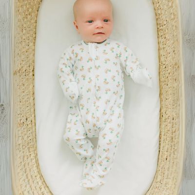 Mini Mallard Print Zip Footie - Green