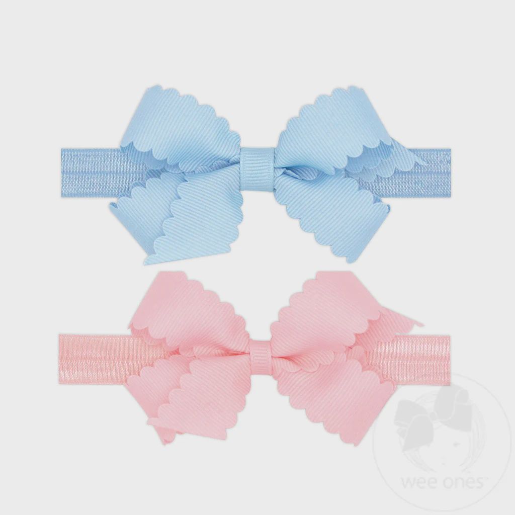 Two Mini Scallop Bows With Bands - MIB/LPK