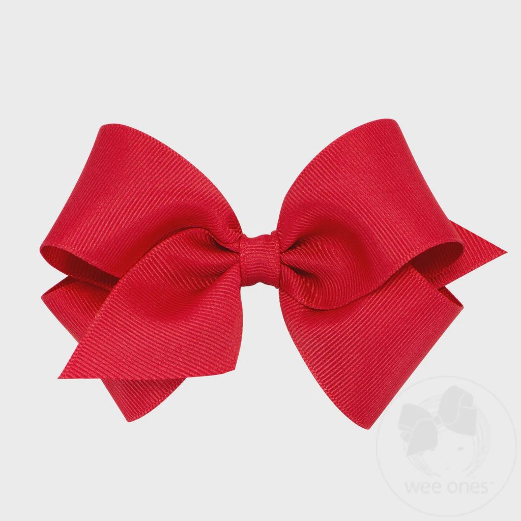 Small Classic Grosgrain Bow (Plain Wrap) - RED