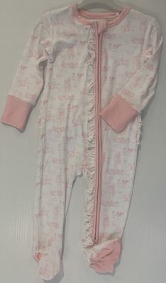 Pink Western Footie w/ double zip