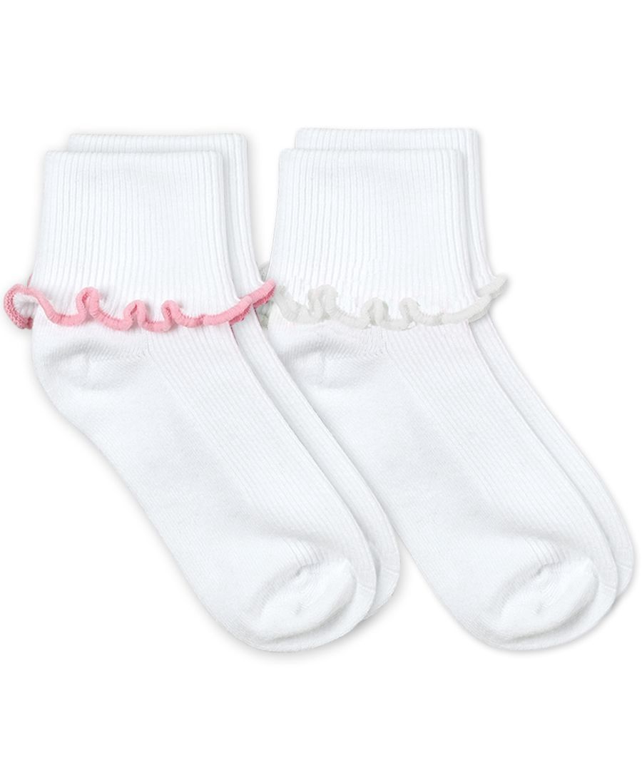 Ripple Edge Smooth Toe Turn Cuff Socks 2 Pair Pack, Size: Toddler