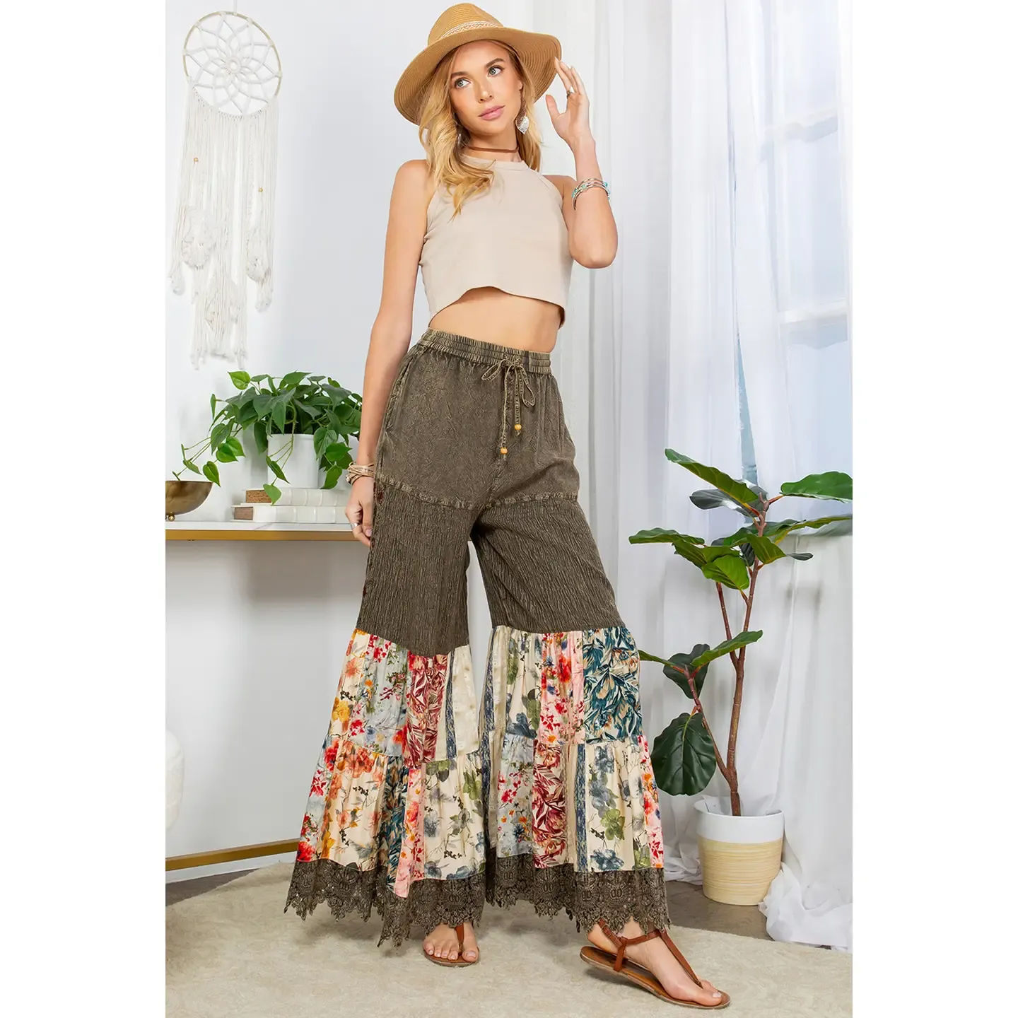 Olive with floral on the bottom