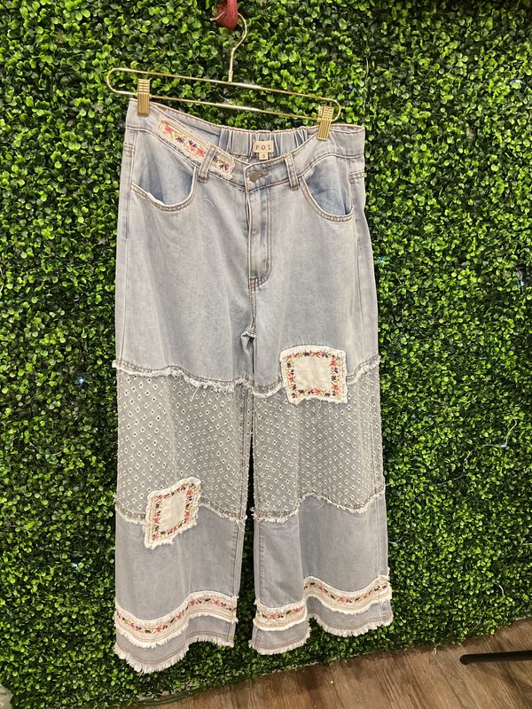 POL pants w/ floral patches