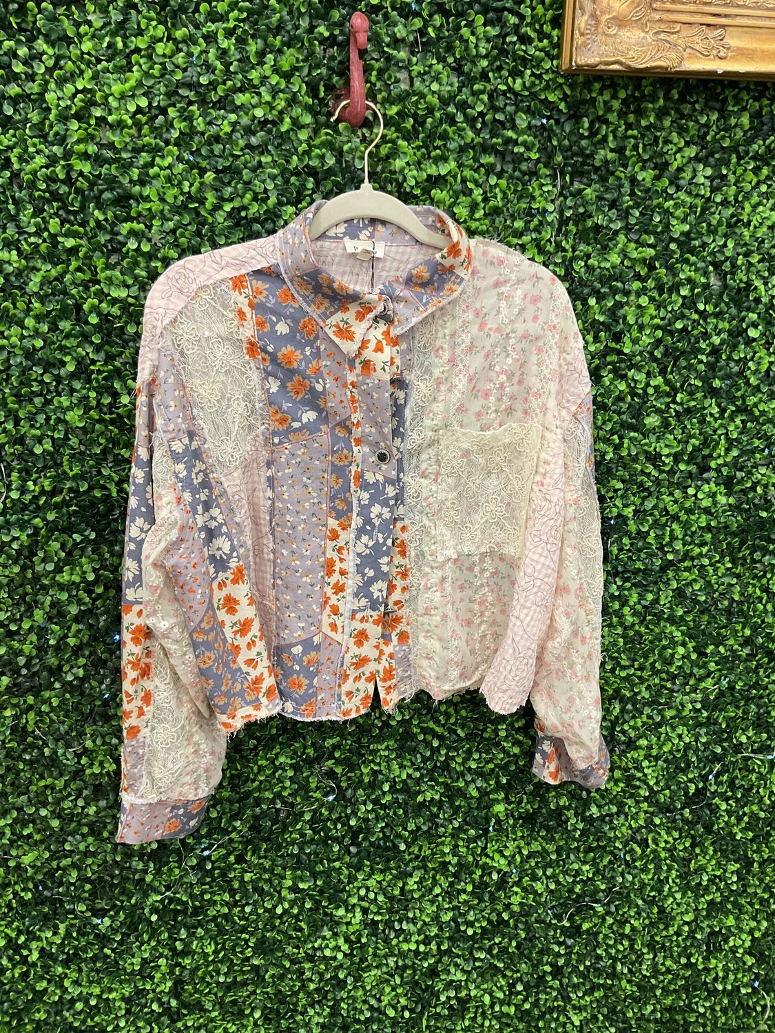 POL lavender patchwork shirt