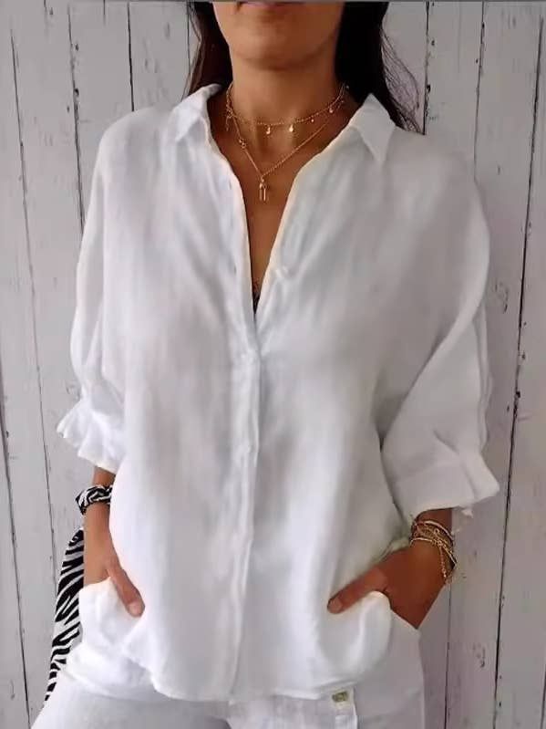 White Cotton linen blouse