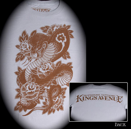 Cobra &amp; Roses T-shirt: Ice Gray &amp; Brown