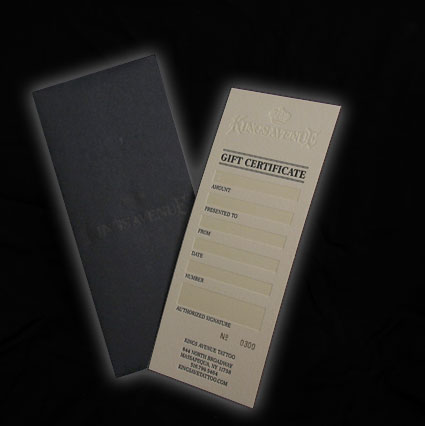 Kings Avenue Tattoo Gift Certificate