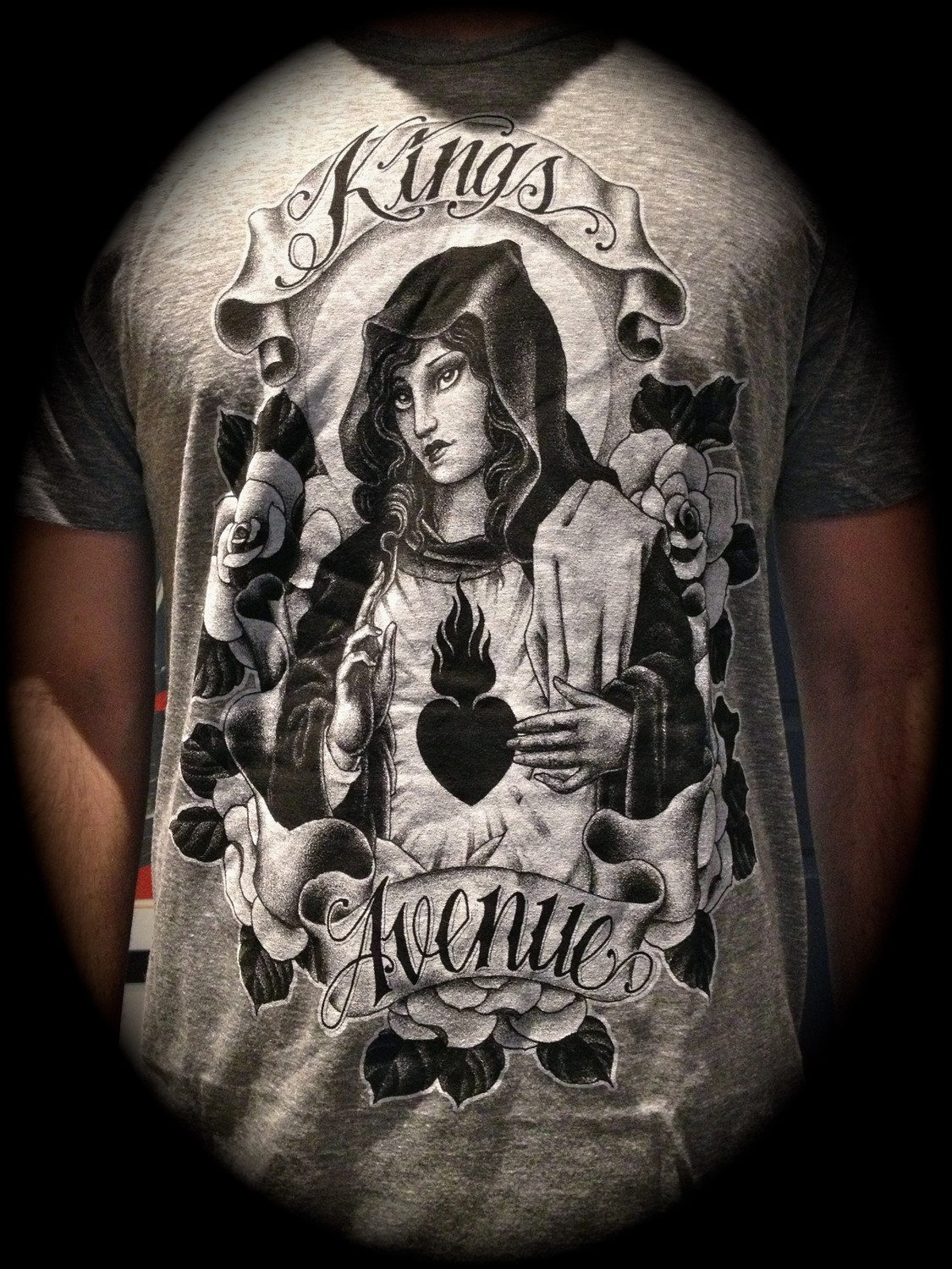 Mary and Roses T-shirt: Athletic Gray