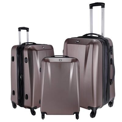 Packers Hard-Sided Set of 3 Brown Trolley Luggage Bags