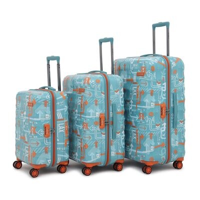 Packers Trolley Bag Set of 3 (S+M+L) | Hardsided Polycarbonate Printed Cabin &amp; Check-in Luggage | Combination Lock | 8 wheel Trolley Bag |Suitcase for Men &amp; Women | 2000 Days Warranty