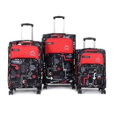 Packers RED Set of 3 (S+M+L) Eco Soft Trolley Bag, Dust Resistant Luggage, Sustainable Material, 8 Wheel Trolley Bag with TSA Lock,Travel Suitcase for Men &amp; Women