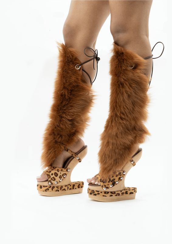 ParisN’London Leopard Print Heel + Toscana Fur Cover