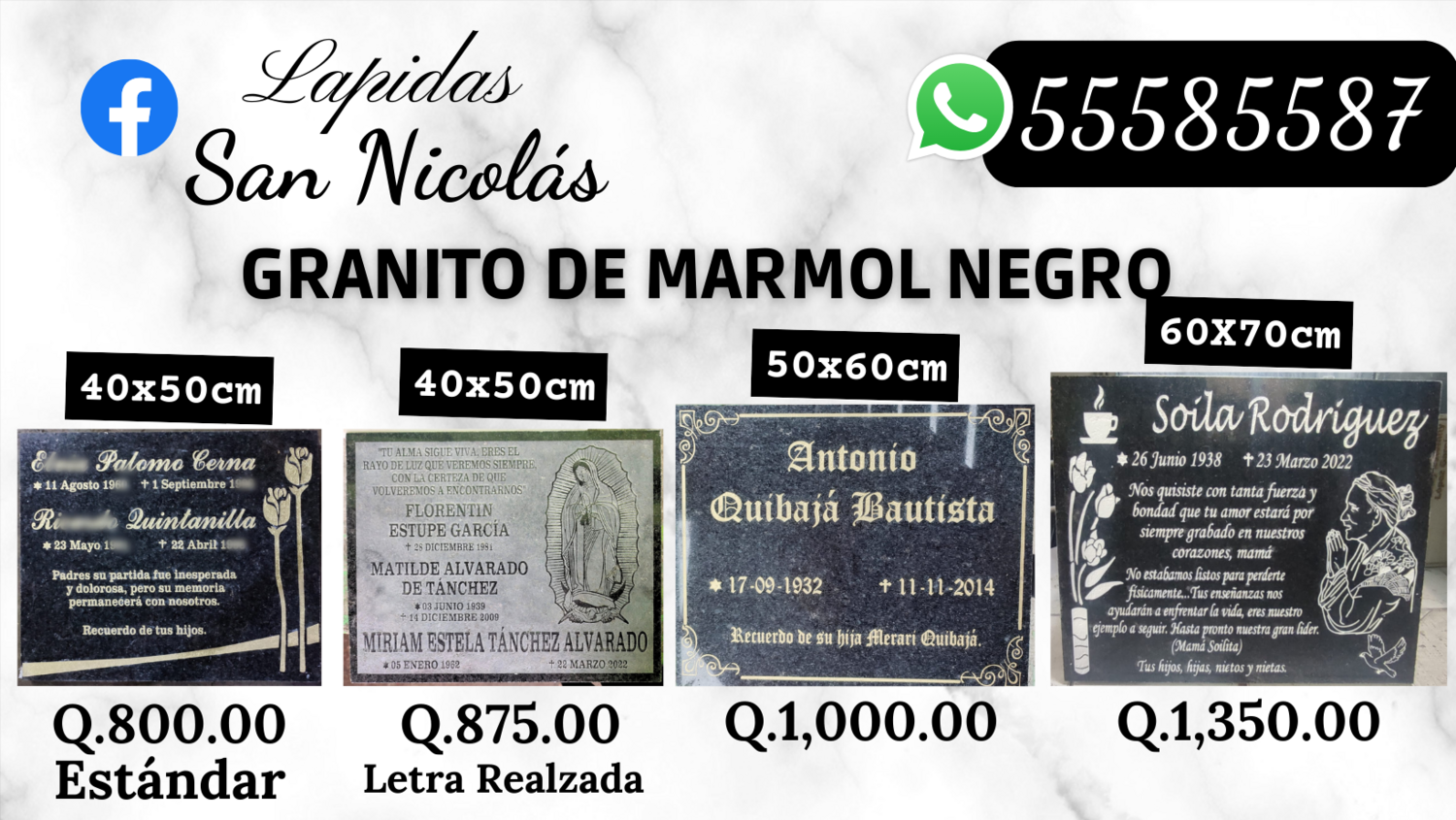 Lápidas de Granito de Marmol Negro