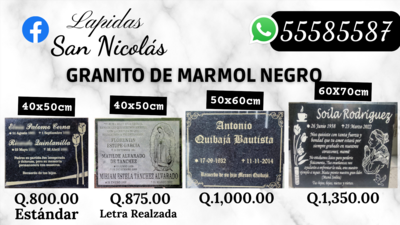 Lápidas de Granito de Marmol Negro