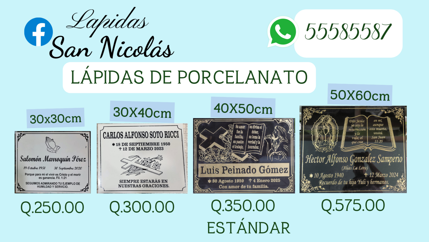 Lápidas de Porcelanato negro y blanco