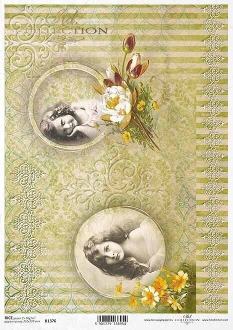Mädchen Retro Blumen Dekor