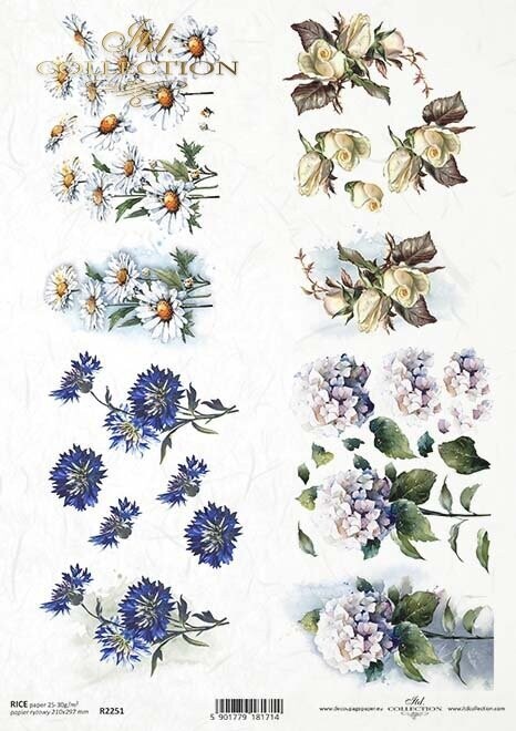 3D Blumen Reispapier A4 von ITD Collection