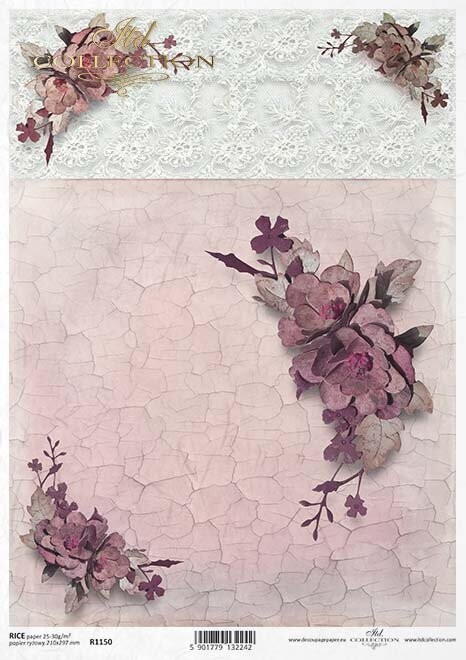 Papierblumen, Risse, spietze -Hintergrund Reispapier A4 von ITD Collection