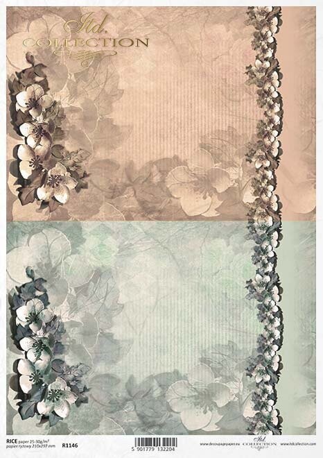 Papierblumen, Hintergrund Reispapier A4 von ITD Collection