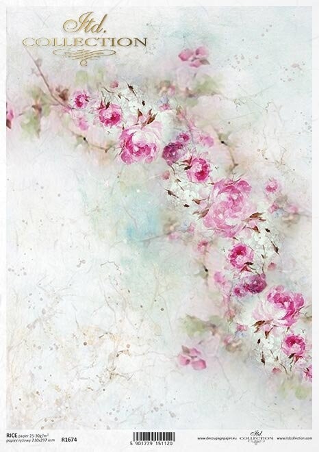 Pastelrosen, Aquarell  Reispapier A4 von ITD Collection