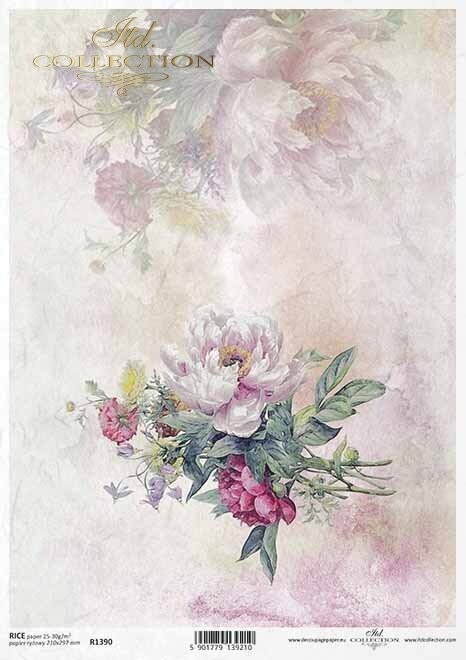 Blumenstrauß , Aquarell Reispapier A4 von ITD Collection  