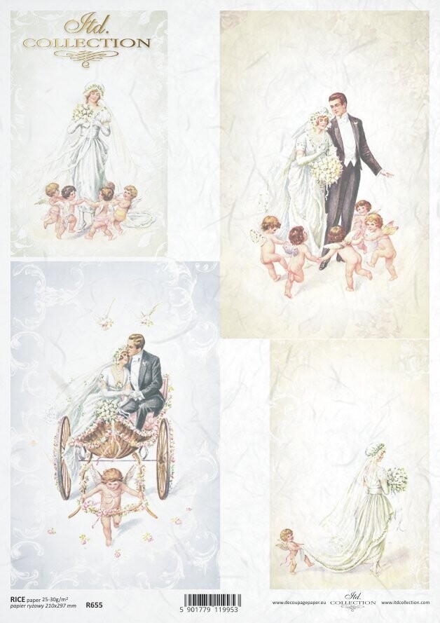 Hochzeit , Frischvermälte,Engelchen Reispapier A4 von ITD Collection