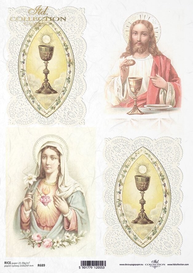 Erstkommunion , Gottesmutter, Jesus  Reispapier A4 von ITD Collection