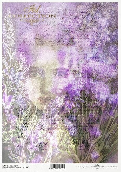 Gesicht , Lavender Reispapier A4 von ITD Collection 