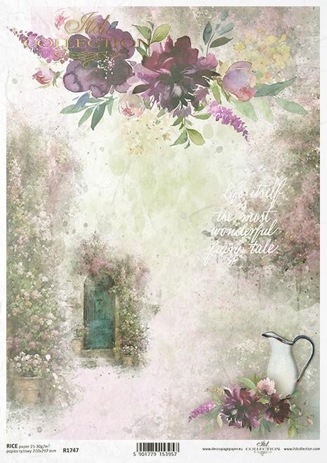 Tür, Blumen, Spruch Nr2  Reispapier A4 von ITD Collection