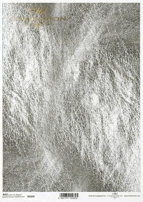 Metall-Optik silber/grau  Reispapier A4 von ITD Collection 