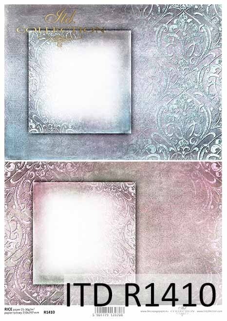Hintergrund, 2 leere quadratische &quot; Fenster&quot; Reispapier A4 von ITD Collection