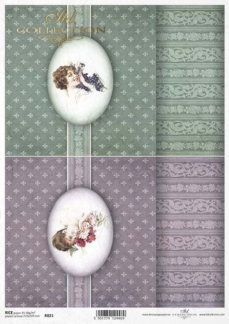 Hintergrund, Frauen mit Blumen Reispapier A4 von ITD Collection