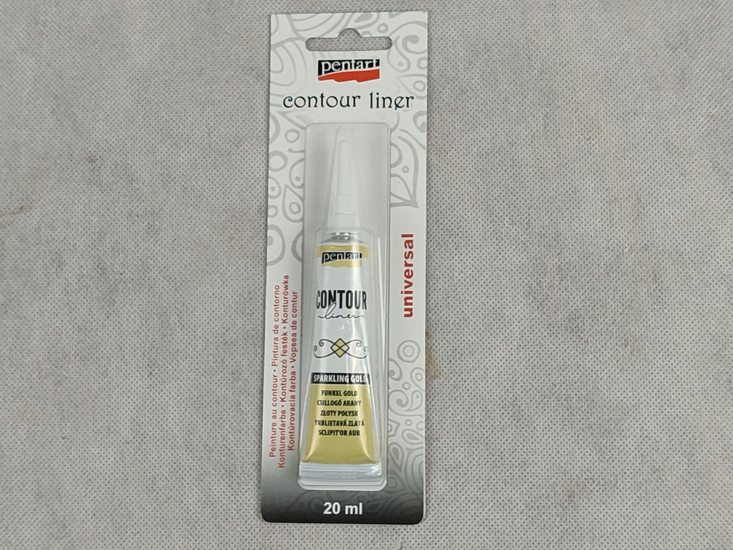 Foto des Produktes.Konturenfarbe Contour Liner Pentart Funkel gold 20ml