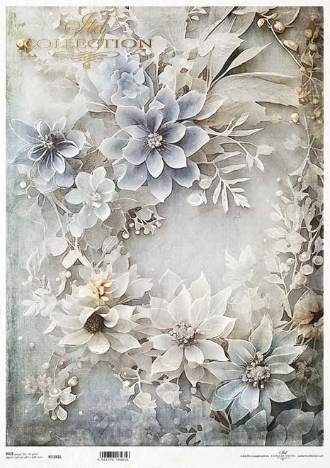 Winterblumen , Winterblumenkranz  Reispapier A3 von ITD Collection