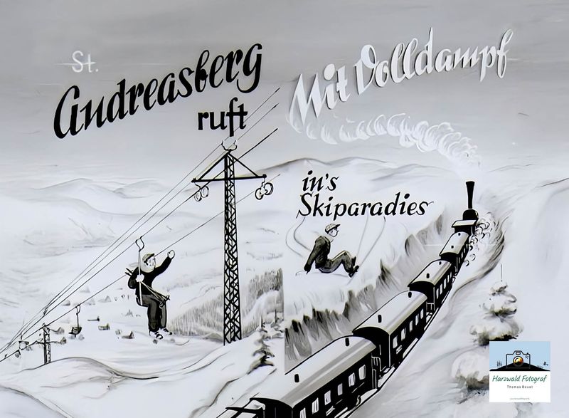 Leinwand Wandbild Historisch Mit Volldampf ins Skigebiet