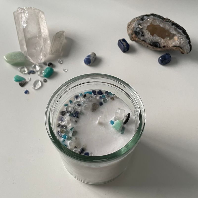 Ocean confetti crystal Kerze