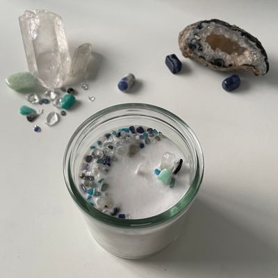 Ocean confetti crystal Kerze