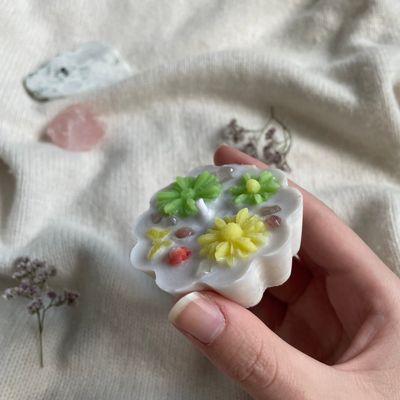 Flower crystal Kerze