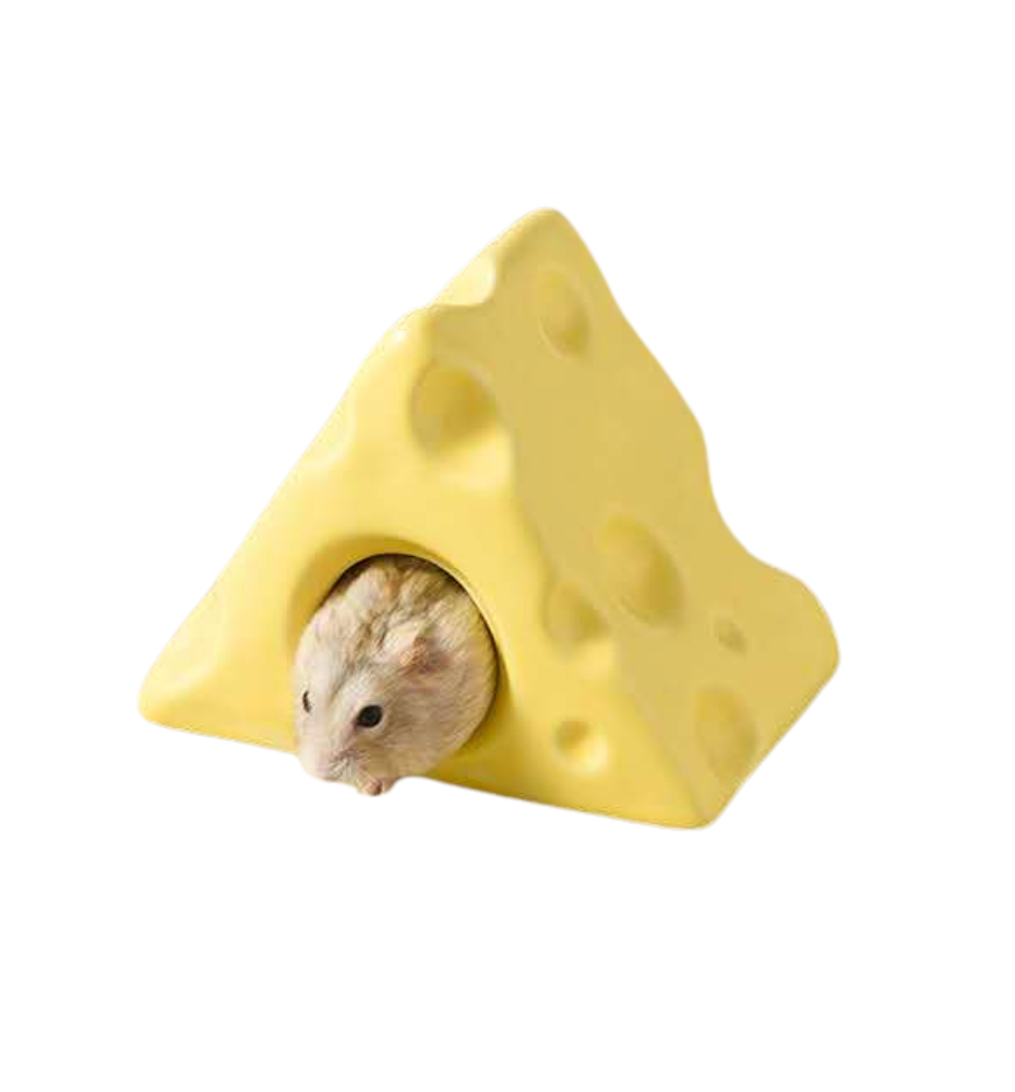 Cheese Thief - Ceramic Small Animal Hamster Hideout
