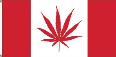 RED CANNABIS CANADA FLAG 36 X 72 inches (free shipping) / DRAPEAU ROUGE CANNABIS CANADA 36 x 72 pouces (livraison incluse)