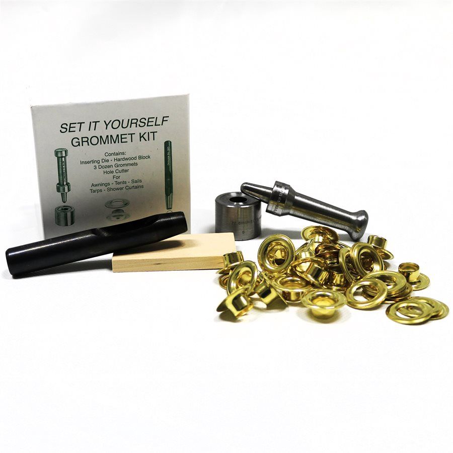 Grommets - Kits (Brass or Nickel) w/ Plain Washer(Each), Size: Grommet Home Kit Brass #1