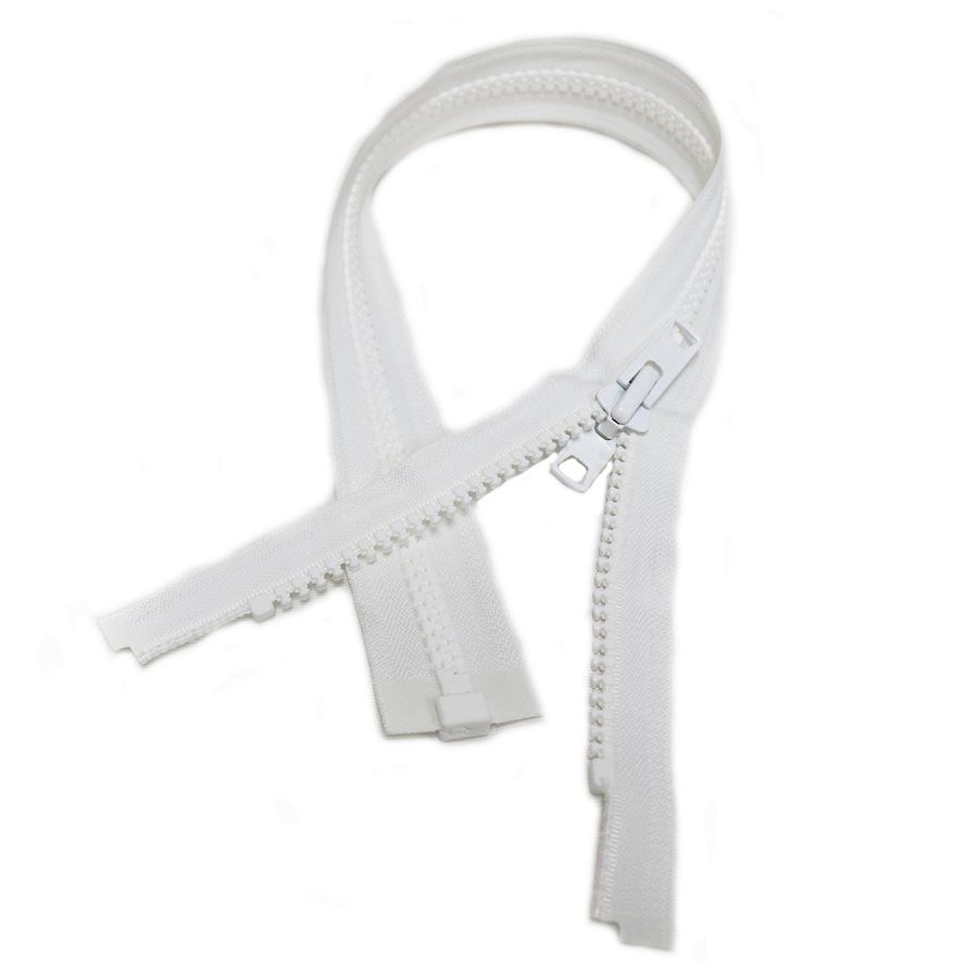 YKK Separating Zippers (By Measurement), Colour: YKK #10 Molded Dbl-Pull Zipper-12" White