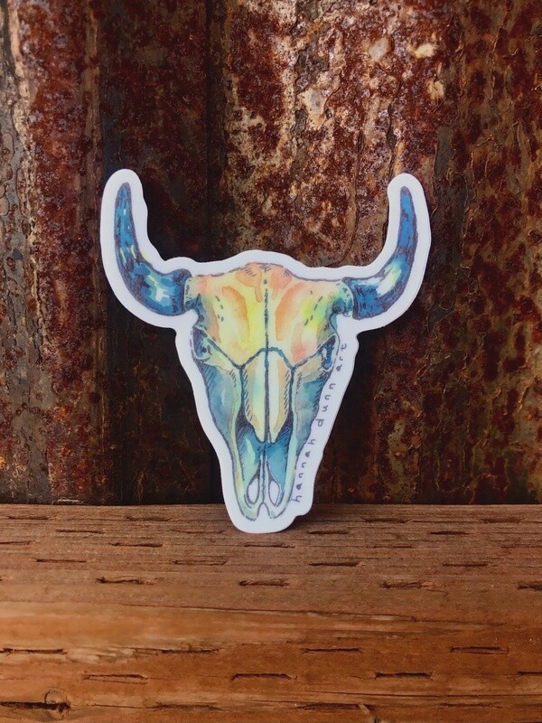 Watercolor Bison Skull Sticker