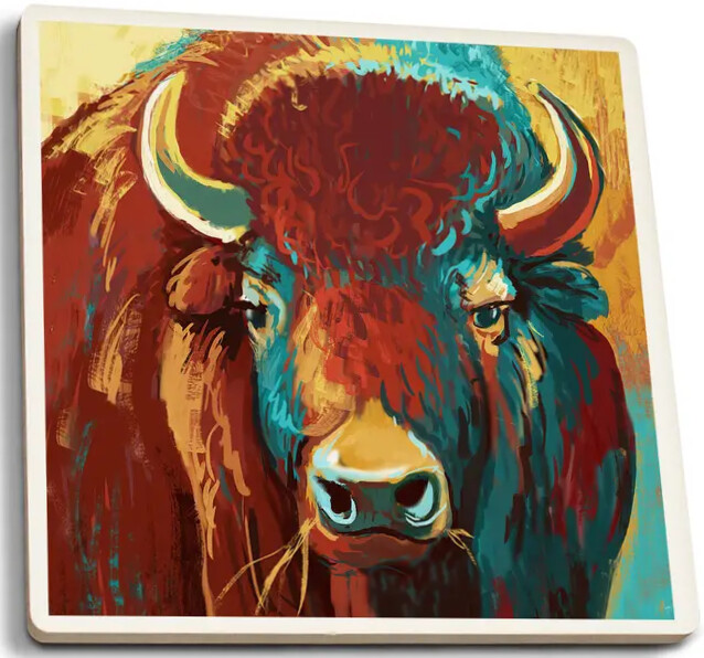 Bison Vivid Ceramic Coaster