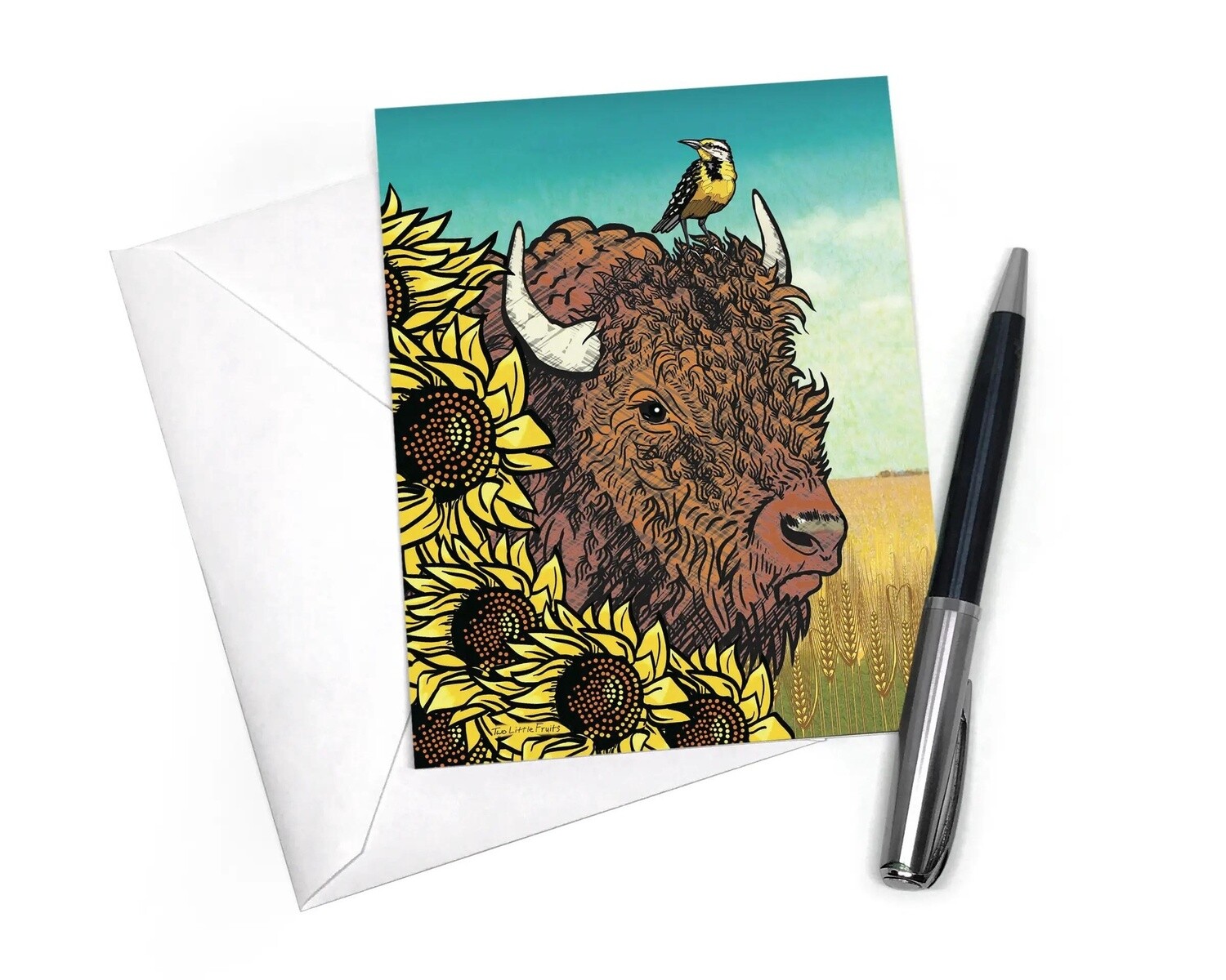 Sunflower and Buffalo Greeting Card