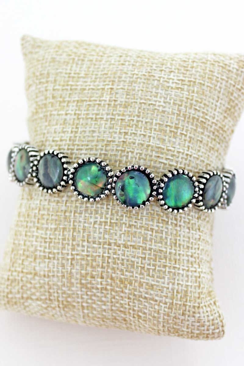 Silvertone Dot Trimmed Abalone